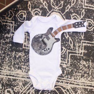 Newborn Fabric Appliqued Guitar Bodysuit